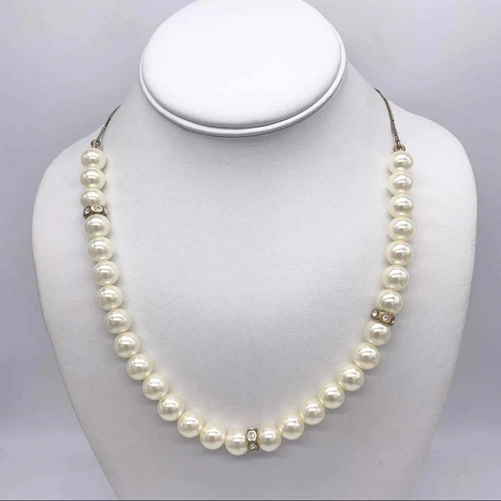 J. Crew Pearl and Rondelle Gold Necklace